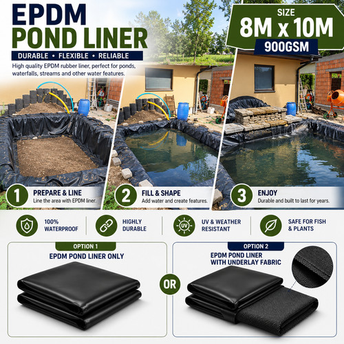 Epdm pond liner 900gsm - pond, x