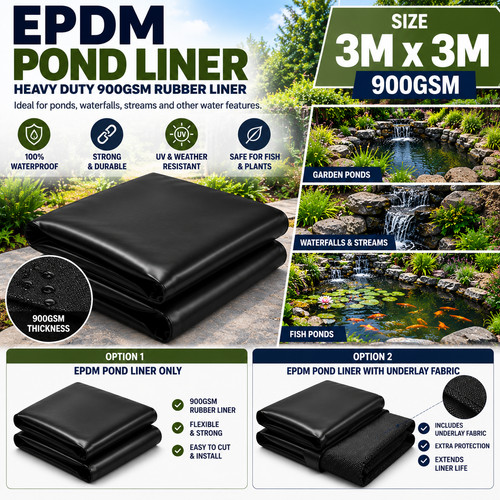 Epdm pond liner 900gsm 3m - epdm,