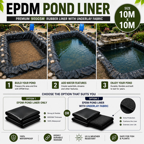 Epdm pond liner 900gsm - pond, 10m